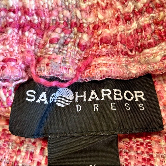 Sag Harbor Sz 12 Pink Tweed Skirt Fringe Hem GUC Partial Elastic Waist - Picture 6 of 7